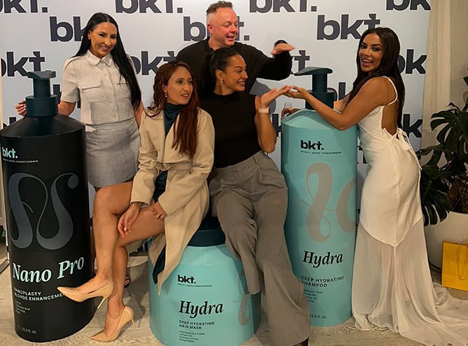 BKT brand launch with oversized Nano Pro and Hydra product bottle displays