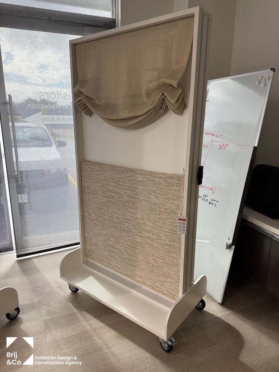 Verosol mobile display stands with blind samples