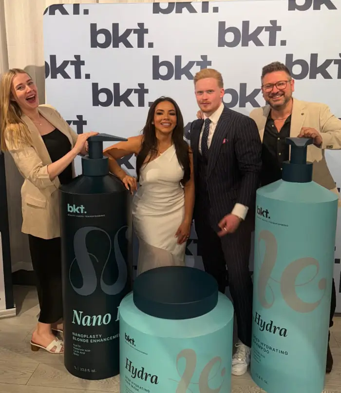 BKT product display stands shaped as oversized Nano Pro and Hydra product bottles