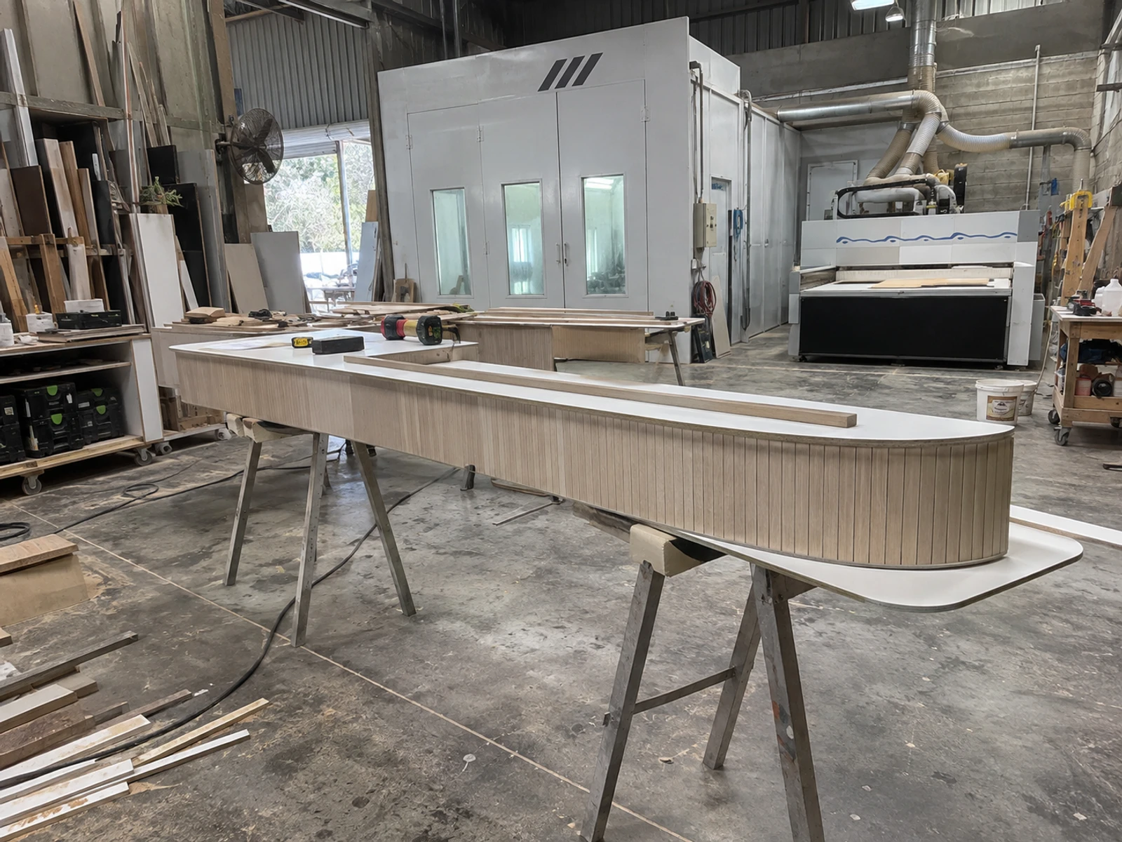Exhibition stand walls being built in the Brij & Co Ingleburn workshop